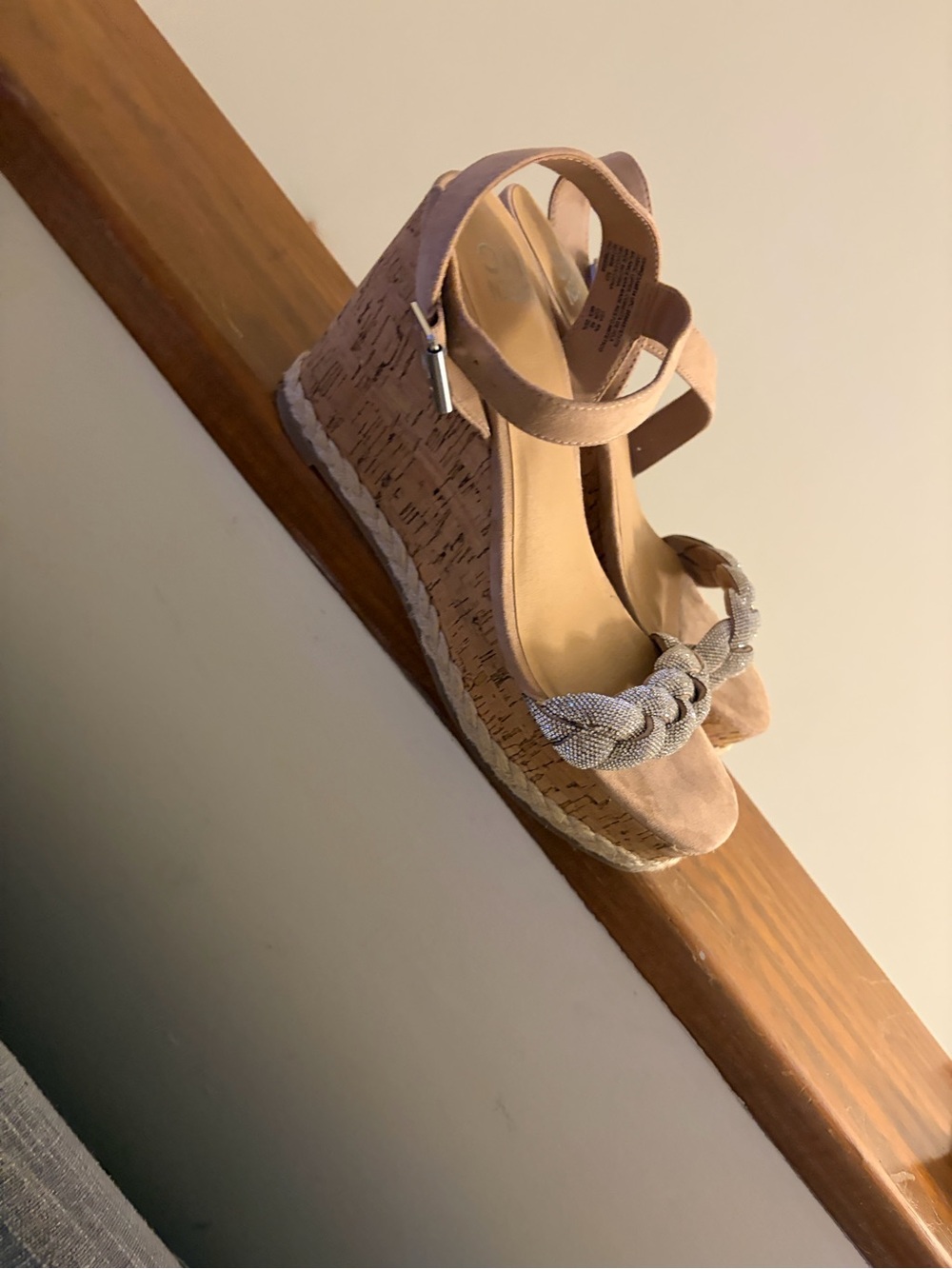 Steve Madden Blush Pink Cork Espadrille Wedge Sandals with Braided Toe